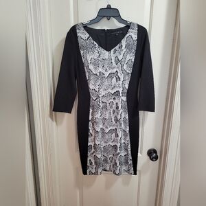 Antonio Melani Black Women's Dress With Animal Print Detail, Size 4